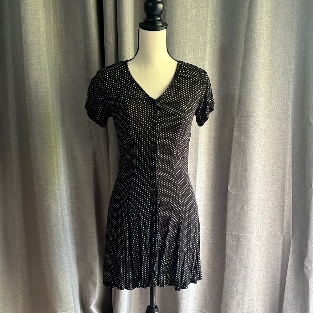 Black Button-up polka dot dress